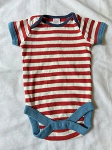 Mini Boden 0-3 Cotton Baby Boy's Girl's Unisex Blue red Striped Knit Bodysuit - Picture 1 of 5
