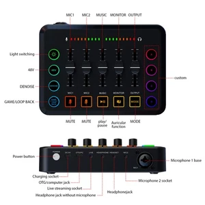 Podcast Equipment Bundle Condenser Mic With 48V Live Sound Card Kit Plug And ZZZ - Zdjęcie 1 z 7