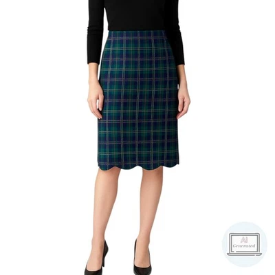 NUEVO Talbots Mujer Tartán Línea A Falda Mezcla Lana Dobladillo Festoneado Verde Talla 2 Foto 1 de 4