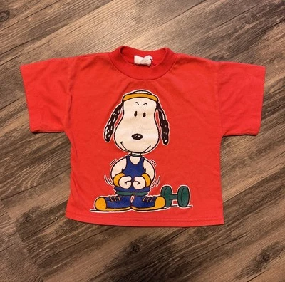 VTG Peanuts Snoopy Charlie Brown Youth Size 2T Tee Shirt Workout 60s 50s - Image 1 of 4
