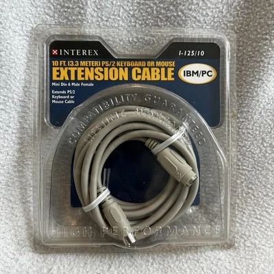 Interex 10 Ft. Extension Cable IBM / PC Keyboard Or Mouse Extension Cable - New - Image 1 of 4