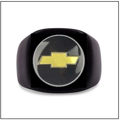 Кольцо с эмблемой CHEVROLET для мужчин — размер 10 — черная нержавеющая бижутерия для автомобиля Chevy - Изображение 1 из 4