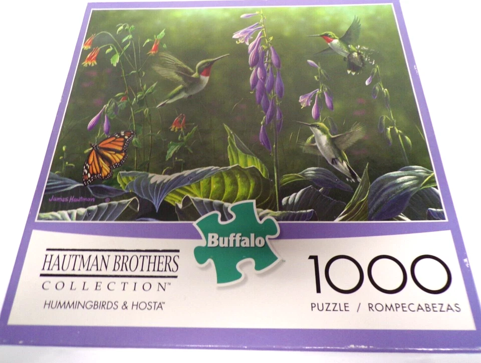 “Colibríes y Hosta” Hautman, con póster, 1000 piezas, rompecabezas Buffalo Games Foto 1 de 2