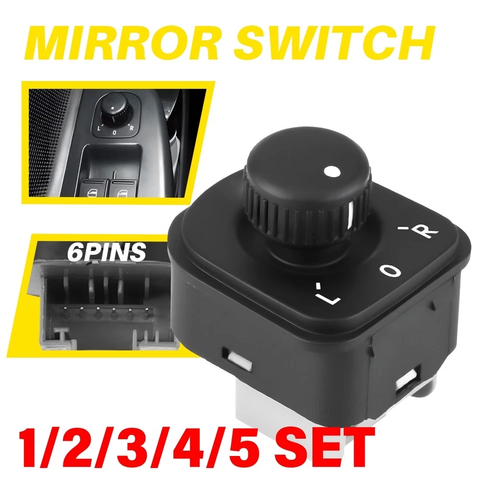 Front Left Side Power Mirror Switch For VW CC Eos Golf GTI Jetta Passat 1-5SET - Image 1 of 4