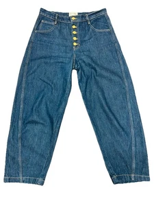 FRAME High Waist Barrel Leg Dark Wash Denim Jeans Button Fly SZ 28 AUS 10 - Picture 1 of 10