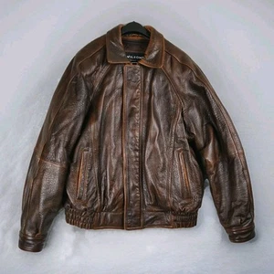 Giacca bomber vintage LW Wilson’s in pelle invecchiata zip L fodera Thinsulate - Foto 1 di 16