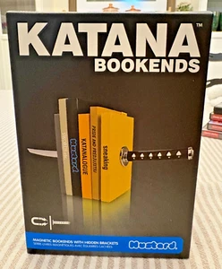 New Mustard Katana Bookends Magnetic with Hidden Brackets. NIB - Picture 1 of 3
