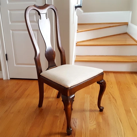 Vintage Drexel Heritage Queen Anne Dining Chair Mahogany/Walnut Reupholstered! Cover