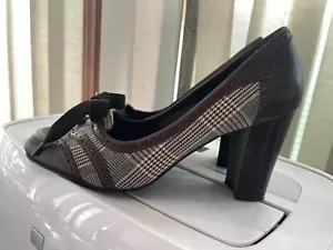 Franco Sarto Halley Punta de Ala Cuadros Corbata Cuero Tacón Grueso Y2K MUJER TALLA 9M - Imagen 1 de 8