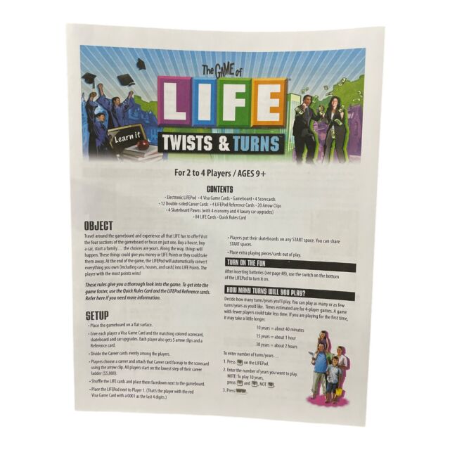 User manual Hasbro The Game of Life (English - 2 pages)