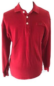 Orvis mens small red cotton long sleeved collared henley Logo Front shirt - Picture 1 of 7