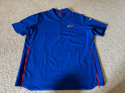 NIKE DRI FIT ON FIELD BUFFALO BILLS 1/4 ZIP TRAINING WINDBREAK PULLOVER XL MINT Cover
