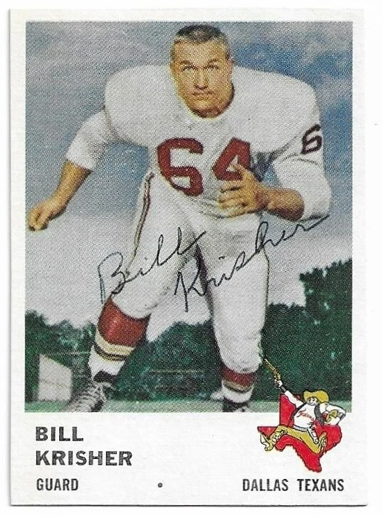 BILL KRISHER 1961 Fleer Signed Autographed Football card #205 Dallas Texans COA - Image 1 of 1