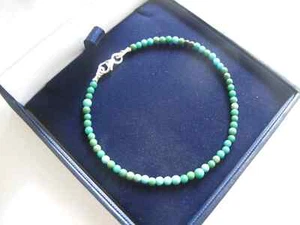 small turquoise gemstone beads bead 925 sterling silver bracelet natural  green - Picture 1 of 3