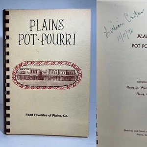 1976 Vintage Plains Pot-Pourri Cookbook Signed Ms Lillian Mother Of Jimmy Carter - Picture 1 of 11