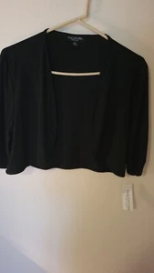 Perceptions Womens Size 12 Short Black Jersey Crop Open Fly S Elastic Accent Sle - Picture 1 of 24