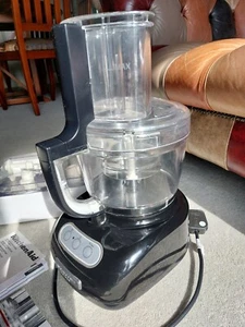 kitchenaid artisan food processor, black with all attachments - Picture 1 of 12