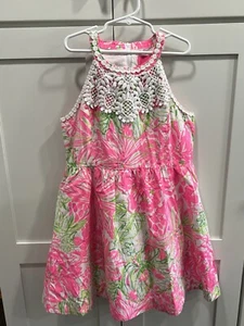 Lilly Pulitzer Girls Little Kinley Dress Koala Me Maybe Print Sz 14 pink green - Picture 1 of 6