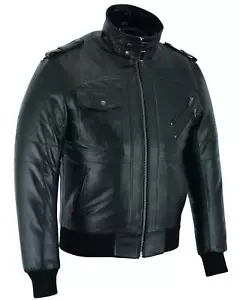 Chaqueta de Motocicleta Sven Bomber Encerada Premium Cuero de Vaca MCJ por Vance Cuero - Imagen 1 de 5