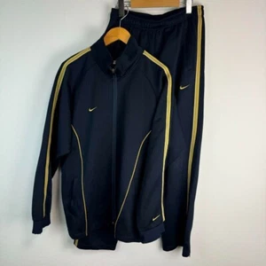 NIKE Track jersey Set up Track jacket Logo embroidery vintage Size XL Black - Picture 1 of 12