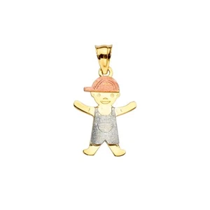14K Tri Color Gold Boy Pendant - Picture 1 of 4