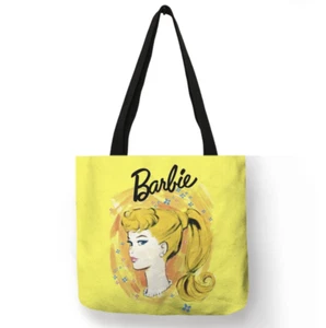 13x13 60's Vintage Style Barbie Yellow Linen Tote Shoulder Library Bag - Picture 1 of 2
