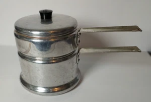 VINTAGE West Bend 3 Piece DOUBLE BOILER POT with LID Aluminum  Lightweight 2 Qt - Picture 1 of 7