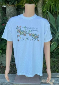 VTG 1999 Nature T Shirt Friends Are Special Humming Birds Flowers CSH Graphics L - Picture 1 of 7