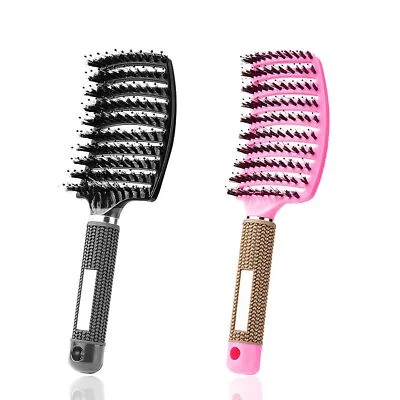 2 piezas Cepillos de cabello curvos ventilados cepillo desenredante anti frizz para cabello húmedo Foto 1 de 4