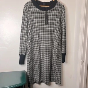 Antonelli Firenze NWT Houndstooth Black And White Wool Blend Sweater Dress Sz 48 - Picture 1 of 9