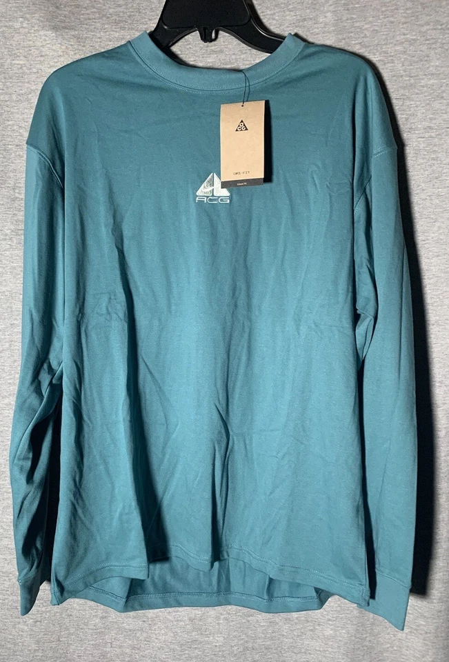 Nike ACG T Shirt Mens Long Sleeve Teal Green Dri Fit DR7753-379 Size Small