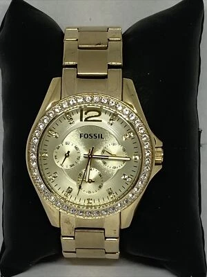 Fossil Riley ES3203 Women's Gold Stainless Steel Analog Dial Quartz Watch LB309 - Image 1 of 4