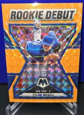 2022 Panini Mosaic #RD-12 Tylor Megill Rookie Debut Orange Prizm NY Mets /99 - Image 1 of 3
