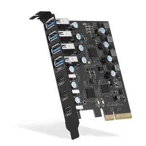 Carte d'extension PCIe x4 vers USB 3.2 Gen 7-Port4A +3C 20 Gbps Bandwidth PCI... - Photo 1/7