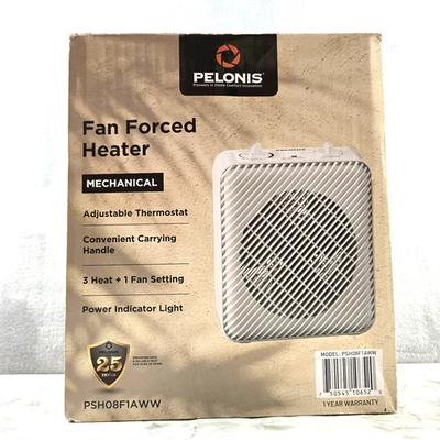 PELONIS Ventilador Calentador Forzado Termostato Ajustable Calor + 3 Ajustes de Ventilador en Blanco Foto 1 de 4