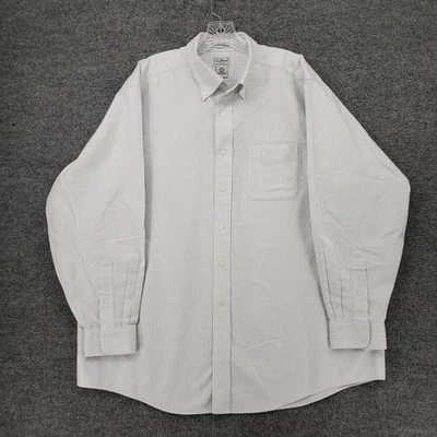 LL Bean кнопка платье рубашка мужчин 17,5 синий морщин бесплатный в полоску карман на пуговицах - Изображение 1 из 4