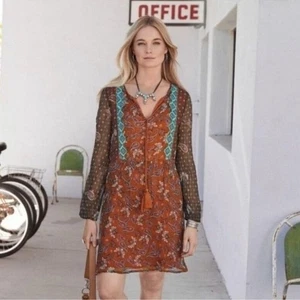 SUNDANCE Artist Devine Kleid Damen Größe Small Knielang Boho Patchwork Gr. S - Bild 1 von 5