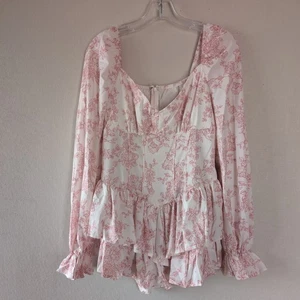 Floral Mini Dress Cottagecore S/M Pink Feminine Romantic Girly Coquette Romper - Picture 1 of 10