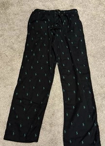 Polo Ralph Lauren Men's Pajama Pants Black Pony Print  Green Size Medium - Picture 1 of 5