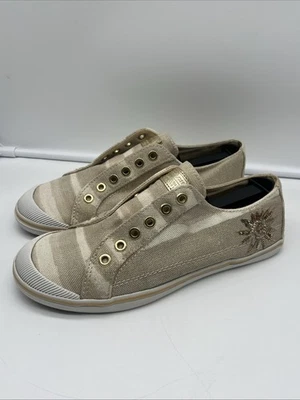 Coach Kennedi Lurex Gold Canvas Beaded Sun Shoes Women's 8.5 B - Image 1 of 4