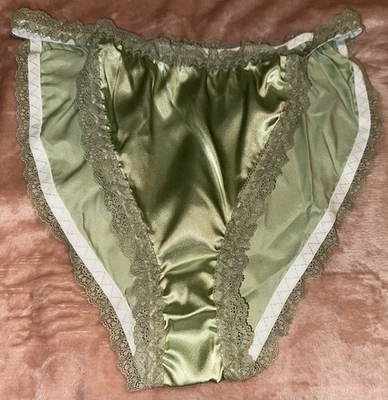 Bragas de bikini de satén y encaje verde brillante de colección XL NUEVAS Foto 1 de 4