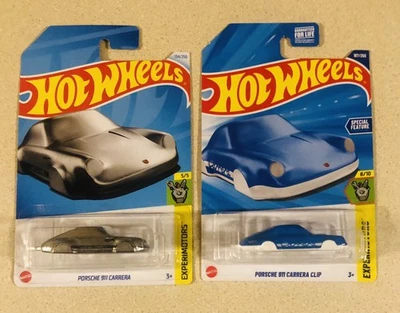 Hot Wheels Porsche 911 Carrera с зажимом серебристые и синие вариации - вешалка сгибающаяся - Изображение 1 из 3