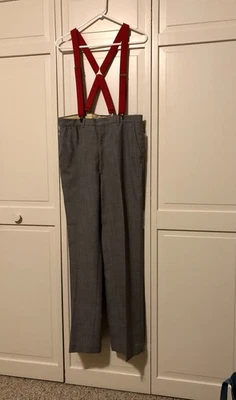 Vintage Mens Plaid Dress Pants With Red Suspenders  - Image 1 of 4
