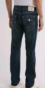 True Religion Neu Ricky Big T Flap Relaxed Straight Blau Herren Jeans Gr. 34 - Bild 1 von 5