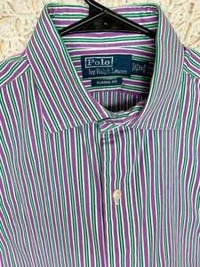 Polo Ralph Lauren Classic Fit Dress Shirt Men’s 16 32-33 Striped Long Sleeve - Picture 1 of 11