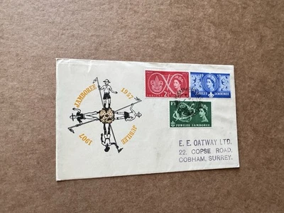 Great Britain 1957 FDC +Boy Scout Jamboree #SG557-60 +4-Scout-on-Globe Cachet - Image 1 of 2