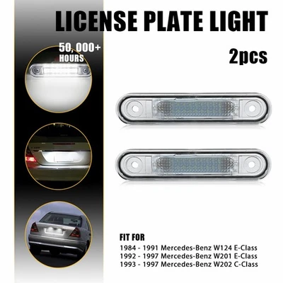 2x White LED Full License Plate Lights For 1993-1997 Mercedes-Benz W202 C-Class - Image 1 of 4