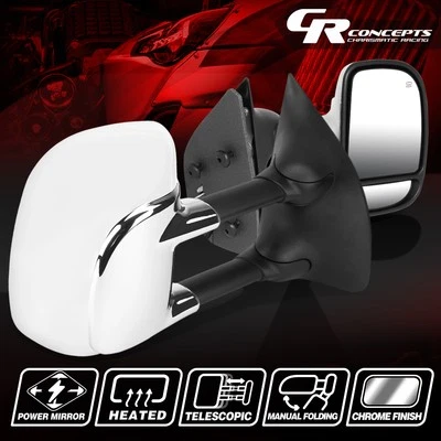 ESPEJO RETROVISOR DE REMOLQUE CROMADO ELÉCTRICO + TÉRMICO IZQUIERDO + DERECHO PARA FORD F250-F550 SUPER DUTY 1999-2007 Foto 1 de 4