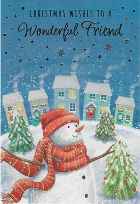 POPPYHILL TO A WONDERFUL FRIEND CHRISTMAS CARD WITH SILVER FOIL DETAIL