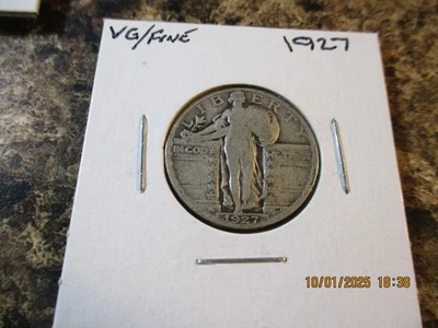 1927 STANDING LIBERTY SILVER QUARTER VG/FINE   MM - Image 1 of 2